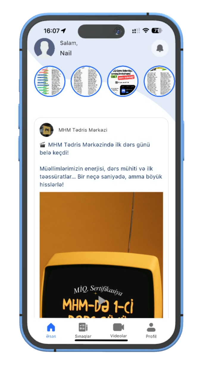 MHM tətbiqi mobil görüntü