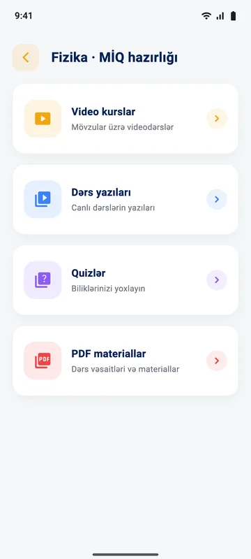 MHM Kurs — Qrup menyusu