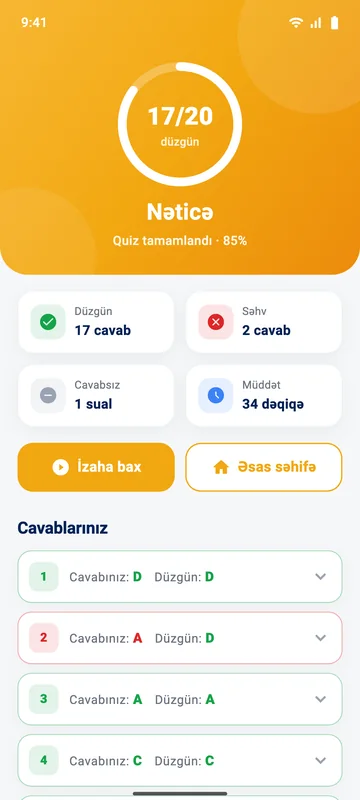 MHM Kurs — Quiz nəticəsi