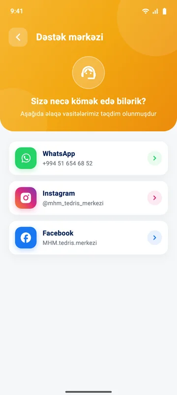 MHM Kurs — Dəstək
